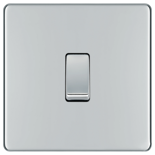 BG Electrical Flatplate Screwless Polished Chrome - Single, 2 way switch