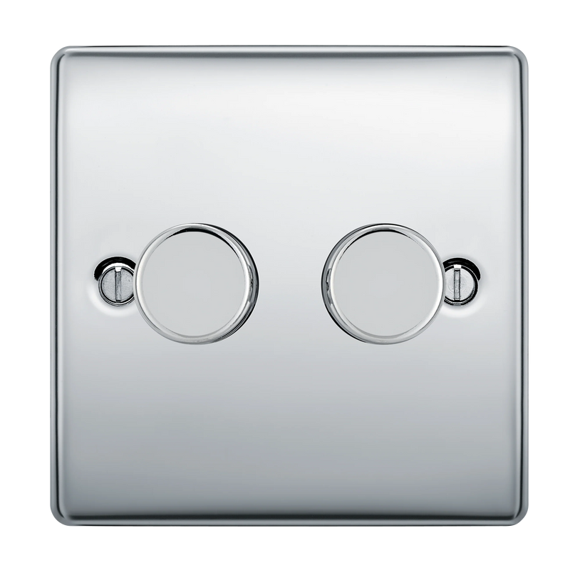 BG Electrical Nexus Metal Polished Chrome - Double, 2 way push 200W