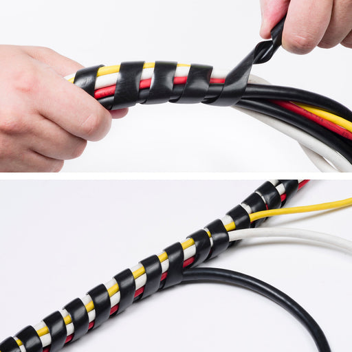 D-Line Cable Tidy - Cable Spiral Wrap, Black - 2.5m, 10-40mm expandable dia.