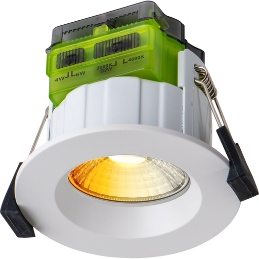 Luceco Ftype MK2 Fire Rated Downlight 4W/6W 690lm Power Change & CCT Change 3000K / 4000K Dim2Warm Dimmable IP65 White - Regressed