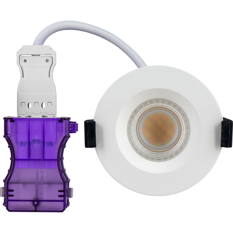Luceco Ftype Ultra Fire Rated Downlight 4W/6W 690lm Power Change & CCT Change 3000K / 4000K Dim2Warm Dimmable IP65 White - Regressed