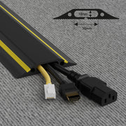 D-Line Floor Cover - Medium Duty Black & Yellow Floor Cable Protector - 9m, 30x10mm