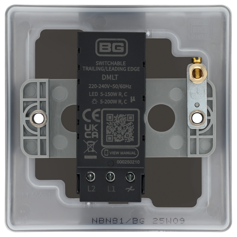 BG Electrical Nexus Metal Black Nickel - Single, 2 way push 200W