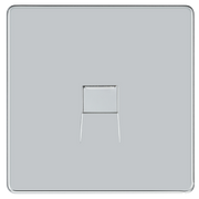 BG Electrical Flatplate Screwless Polished Chrome - Single, telephone socket, secondary
