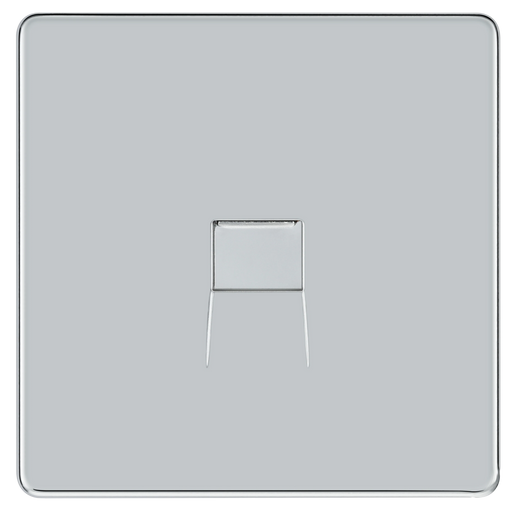 BG Electrical Flatplate Screwless Polished Chrome - Single, telephone socket, secondary
