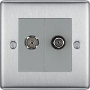 BG Electrical Nexus Metal Brushed Steel - Double, satellite and co-axial