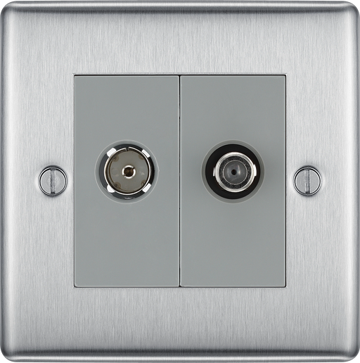 BG Electrical Nexus Metal Brushed Steel - Double, satellite and co-axial