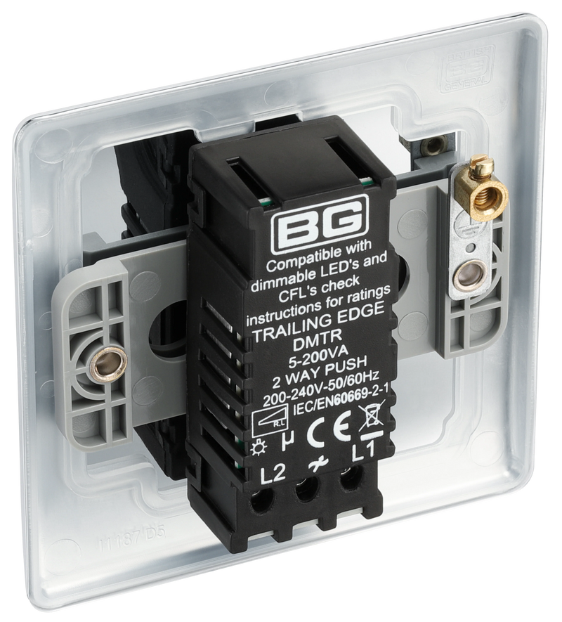 BG Electrical Nexus Metal Polished Chrome - Single, 2 way push 200W