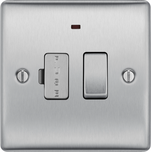 BG Electrical Nexus Metal Brushed Steel - Switched and fused with indicator