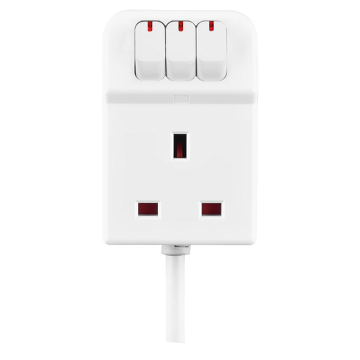 Masterplug Basic - 3 Sockets, 2m, 13A, White