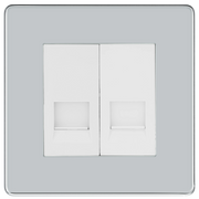 BG Electrical Flatplate Screwless Polished Chrome - Double, telephone socket, secondary