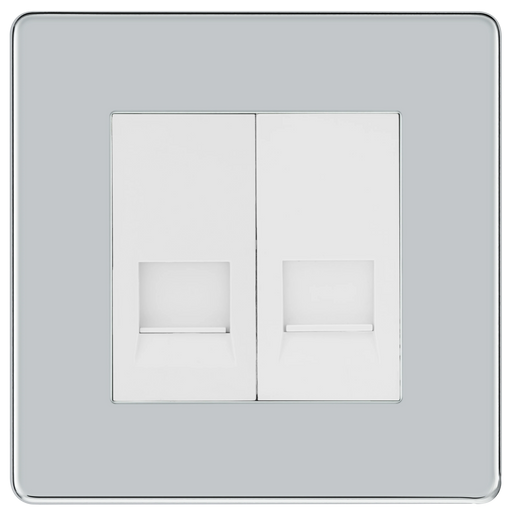 BG Electrical Flatplate Screwless Polished Chrome - Double, telephone socket, secondary