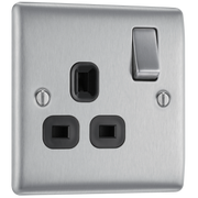 BG Electrical Nexus Metal Brushed Steel - Single switched, double pole