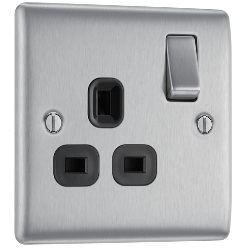 BG Electrical Nexus Metal Brushed Steel - Single switched, double pole