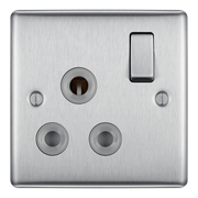 BG Electrical Nexus Metal Brushed Steel - 15A, single, switched, round pin