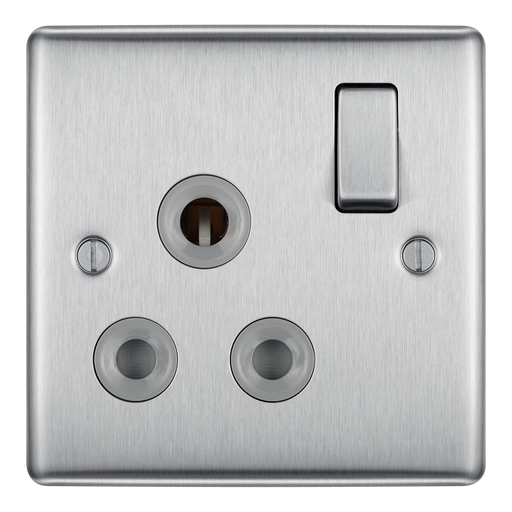BG Electrical Nexus Metal Brushed Steel - 15A, single, switched, round pin