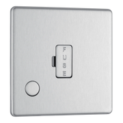BG Electrical Flatplate Screwless Brushed Steel - Unswitched and fused with flex outlet
