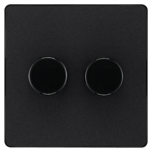 BG Electrical Evolve Matt Black - Double, 2 way push 200W