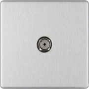BG Electrical Flatplate Screwless Brushed Steel - Single, co-axial