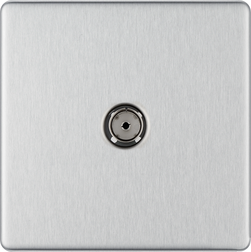BG Electrical Flatplate Screwless Brushed Steel - Single, co-axial