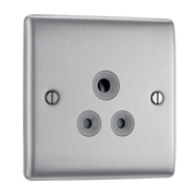BG Electrical Nexus Metal Brushed Steel - 5A, single, unswitched, round pin