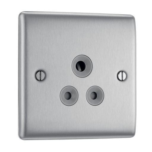 BG Electrical Nexus Metal Brushed Steel - 5A, single, unswitched, round pin