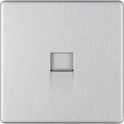 BG Electrical Flatplate Screwless Brushed Steel - Single, telephone socket, master