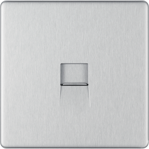 BG Electrical Flatplate Screwless Brushed Steel - Single, telephone socket, master