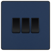 BG Electrical Evolve Matt Blue - Triple, 2 way switch