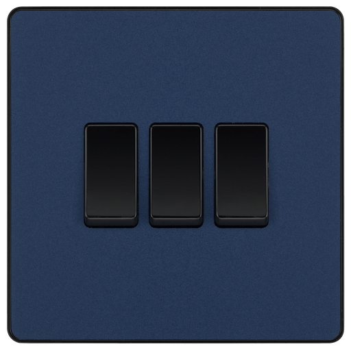 BG Electrical Evolve Matt Blue - Triple, 2 way switch
