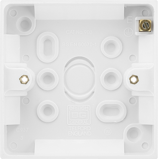 BG Electrical 900 Series - Single with earth terminal, 19mm