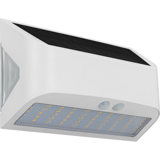 Luceco Prysm Wall Light - Prysm Decorative Outdoor Solar Wall Light with PIR Motion Sensor and USB Charging Port, LED Exterior Lighting, White, IP54, 6W, 600lm, 4000K