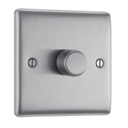 BG Electrical Nexus Metal Brushed Steel - Single, 2 way push 200W
