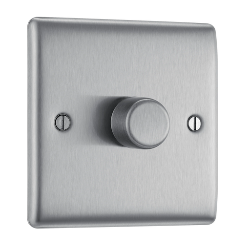 BG Electrical Nexus Metal Brushed Steel - Single, 2 way push 200W