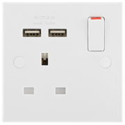 BG Electrical 900 Series - Single switched, single pole, with 2 x USB A