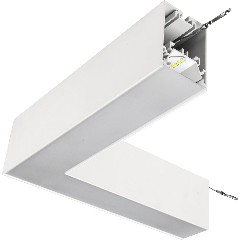 Luceco Contour Suspended - Contour 314mm suspended 90° connector module 600lumens with fixed output driver finished in white