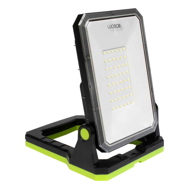Luceco Folding Magnetic - USB-C rechargeable magnetic worklight with Power-bank for charging devices. Fully adjustable with and 3 lighting modes up to 1300 Lumens making ideal for professional and recreational applications.