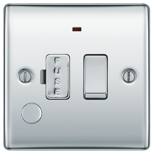 BG Electrical Nexus Metal Polished Chrome - Switched and fused with indicator and flex outlet