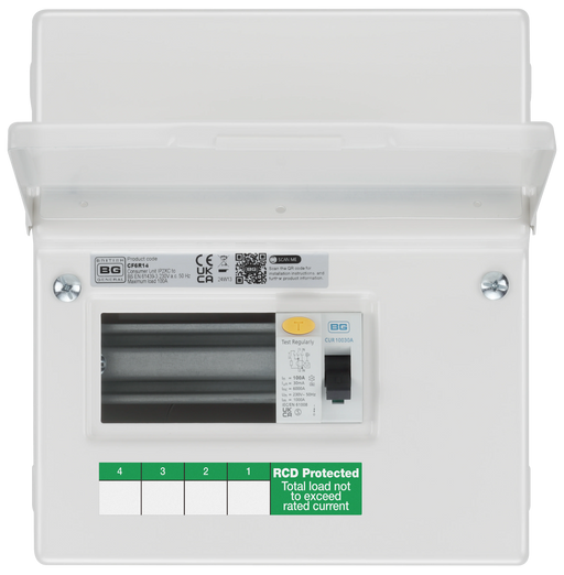 BG Circuit Protection Dual RCD - 6 module, 4 way, 100A Type A RCD