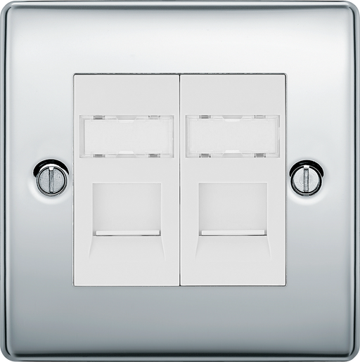 BG Electrical Nexus Metal Polished Chrome - Double, RJ45 data socket