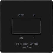 BG Electrical Flatplate Screwless Matt Black - Triple pole fan isolator