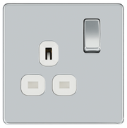 BG Electrical Flatplate Screwless Polished Chrome - Single switched, double pole