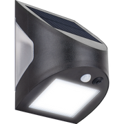 Luceco Prysm Wall Light - Prysm Decorative Outdoor Solar Wall Light with PIR Motion Sensor and USB Charging Port, LED Exterior Lighting, Black, IP54, 6W, 600lm, 4000K