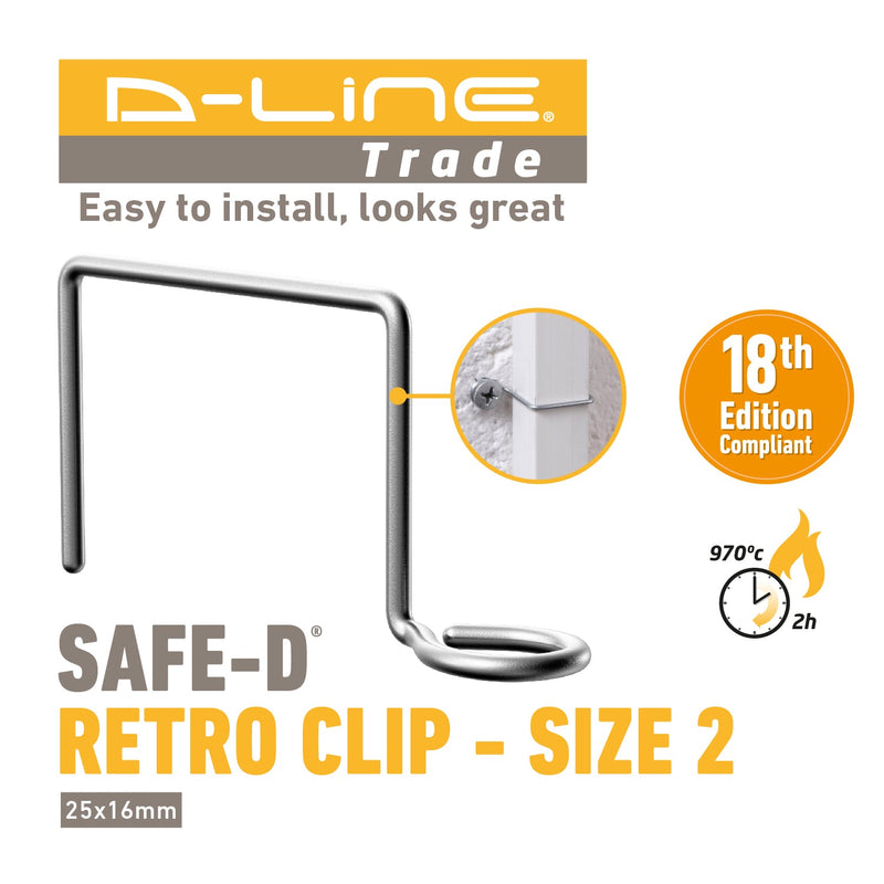 D-Line Fire Clip - Safe-D Retro Clip - 25x16mm (Pack of 50)