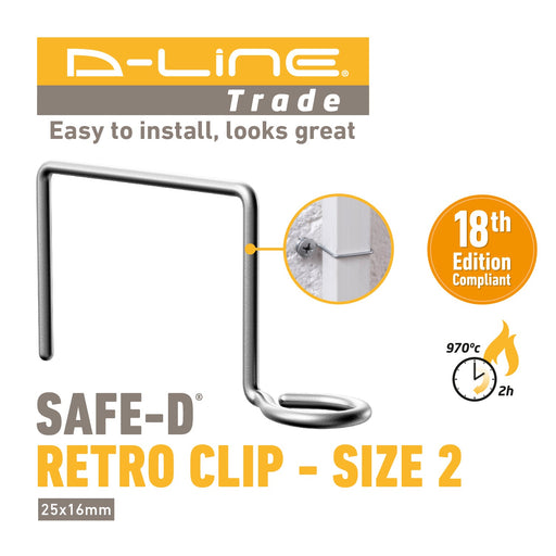 D-Line Fire Clip - Safe-D Retro Clip - 25x16mm (Pack of 50)