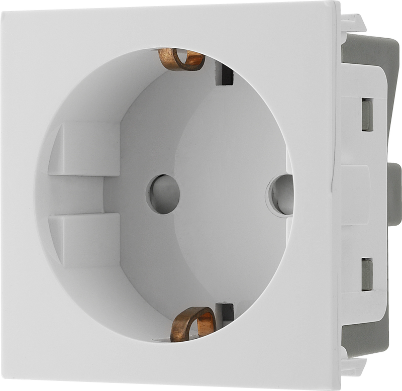 BG Electrical Euro Module - 16A Schuko, unswitched socket
