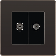 BG Electrical Flatplate Screwless Black Nickel - Double satellite and co-axial