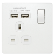 BG Electrical Evolve Pearlescent White - Single, switched, single pole, with 2 x USB A