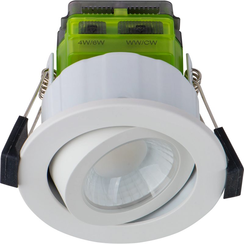 Luceco Ftype MK2 Fire Rated Downlight 4W/6W 690lm Power Change & CCT Change 3000K / 4000K Dim2Warm IP20 White - Adjustable - Pack of 1