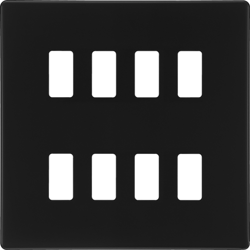 BG Electrical Flatplate Screwless Matt Black - 8 module - square